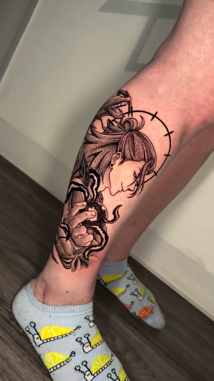 Tattoo by @nandojaa_ink — illustrative, black_and_grey