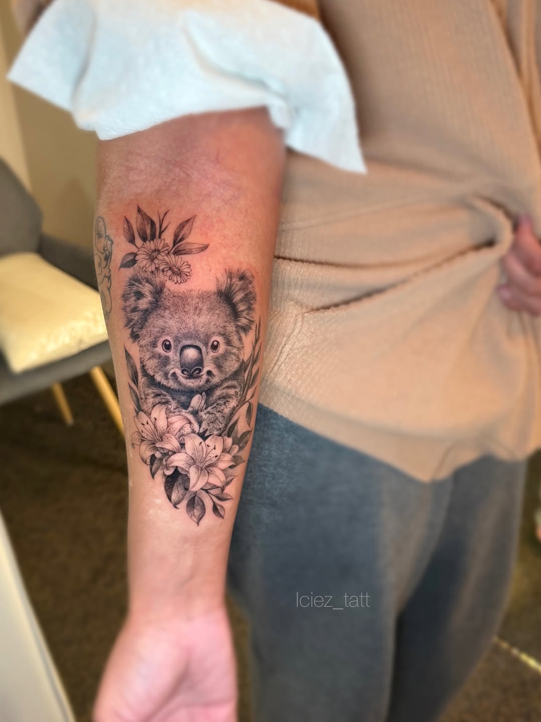 Tattoo by @iciez_tatt β realism, black_and_grey
