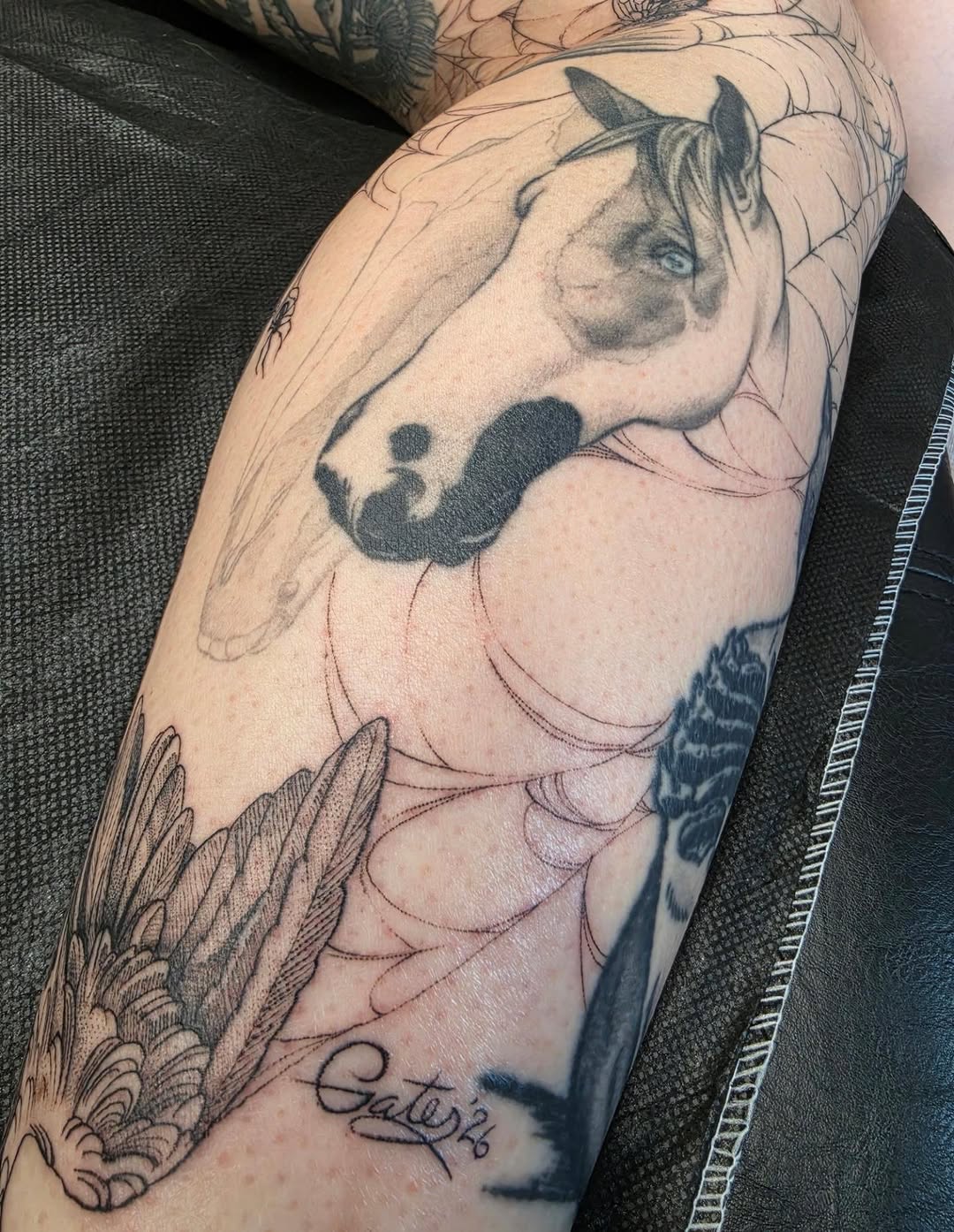 Tattoo by @shannongatesart — realism, black_and_grey