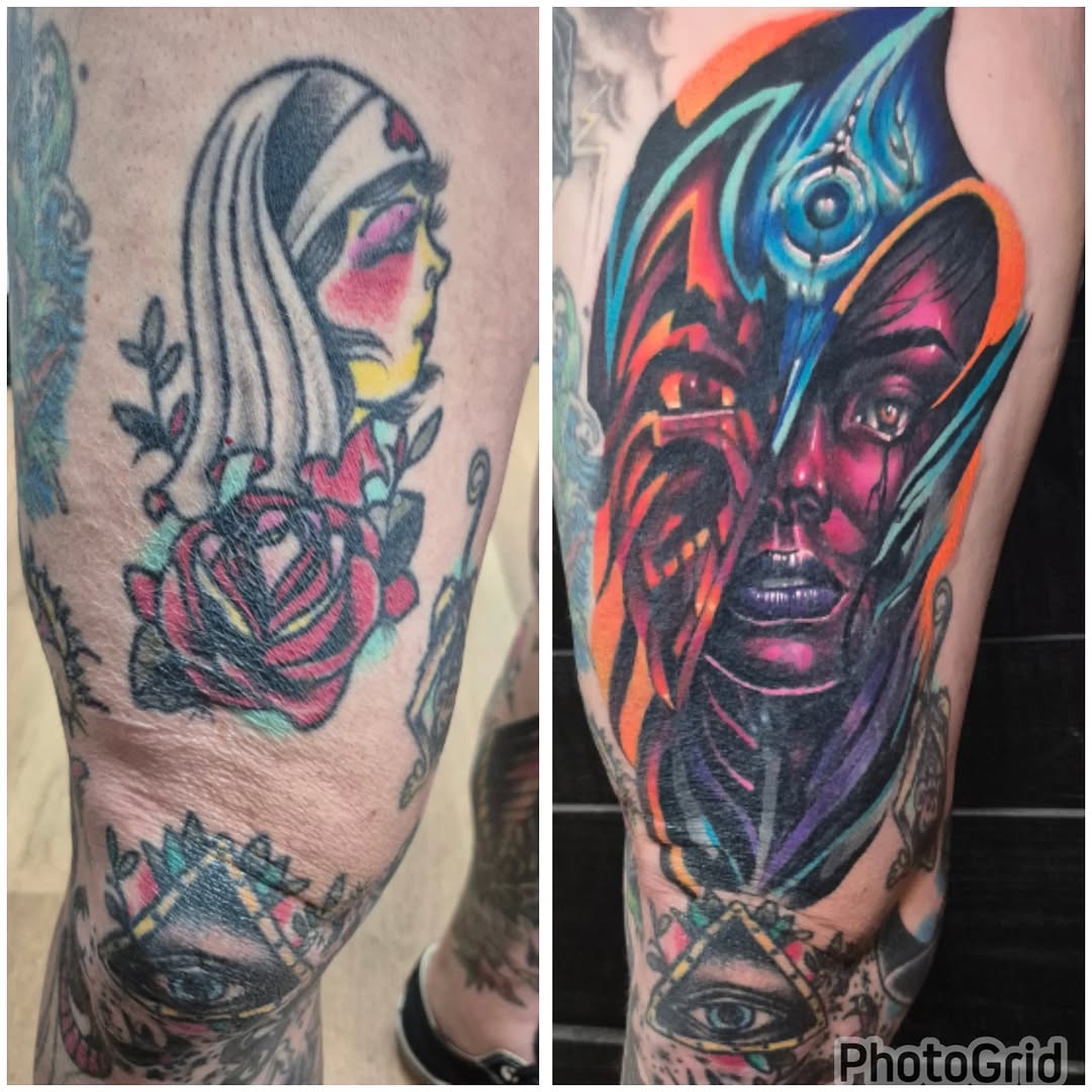 Tattoo by @huckleberrytattoos — american_traditional, neo_traditional