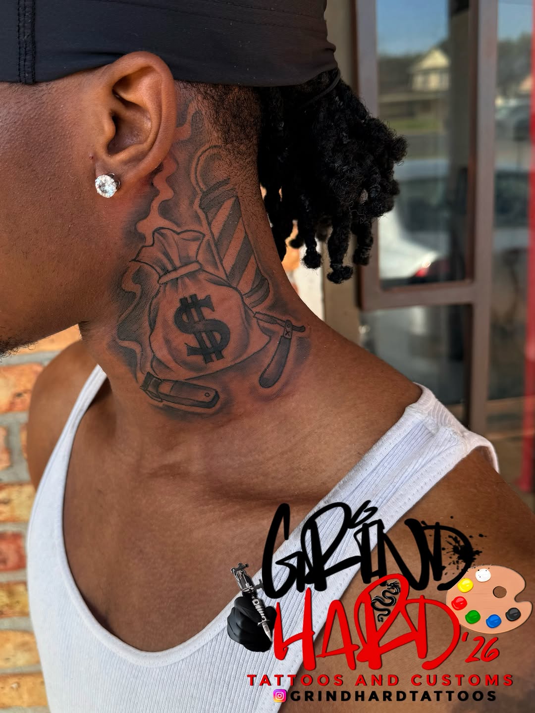 Tattoo by @grindhard_tattoos — illustrative, black_and_grey