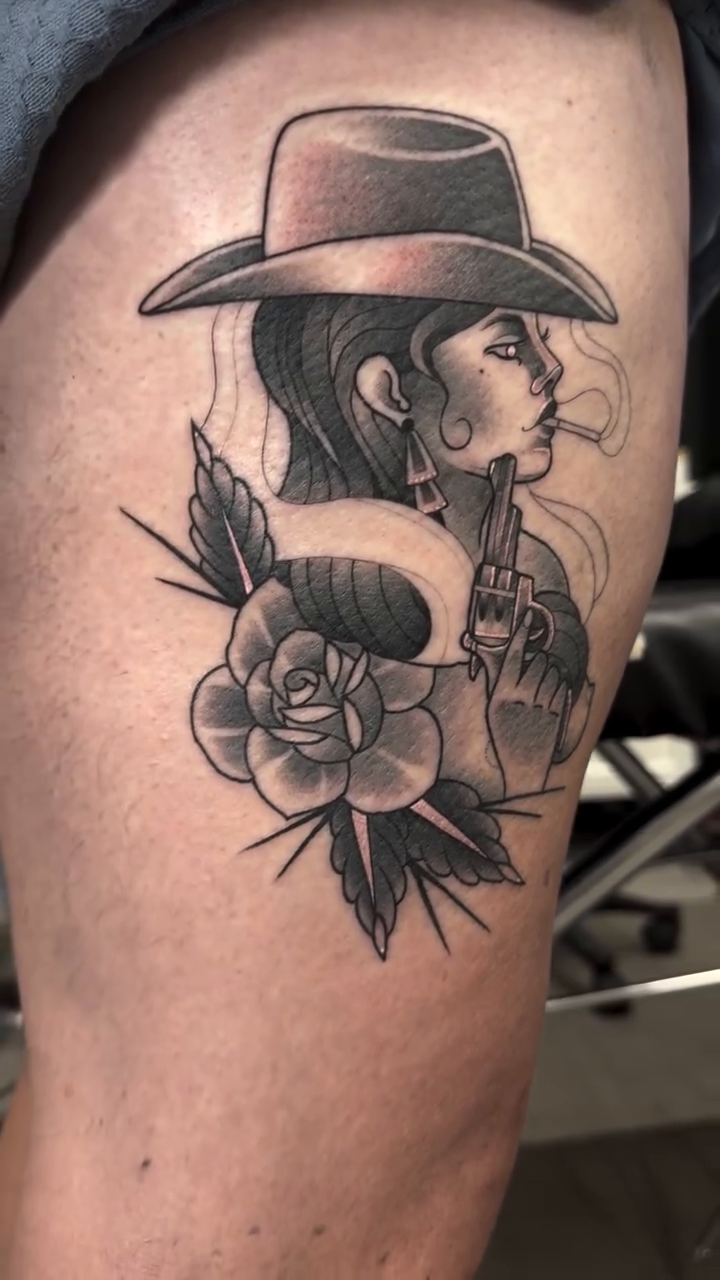 Tattoo by @sreygun — black_and_grey, realism