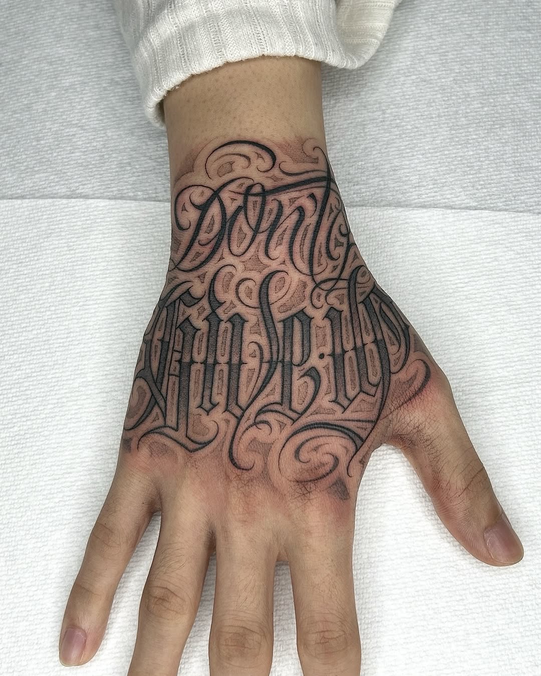 Tattoo by @joon_letters — lettering_script, chicano