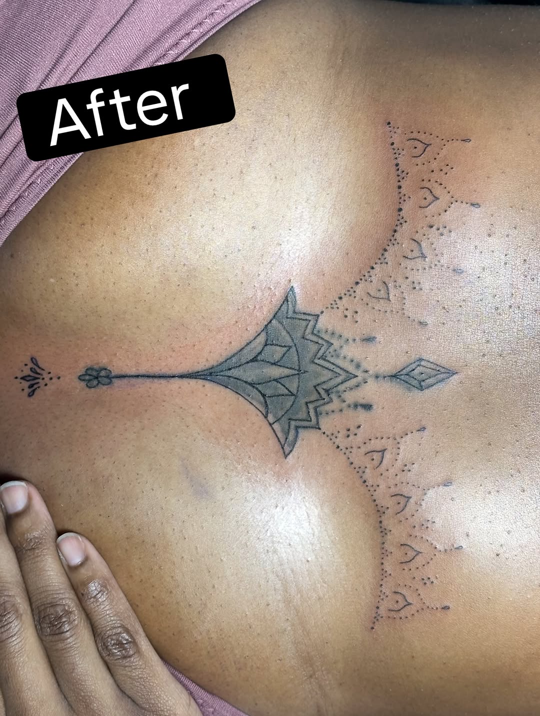 Tattoo by @gabby_la_piercer — dotwork, ornamental