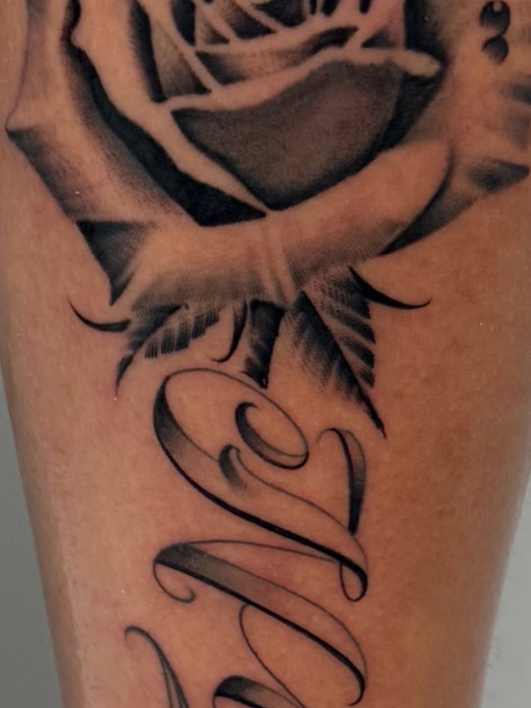 Tattoo by @santana_ink β black_and_grey, lettering_script