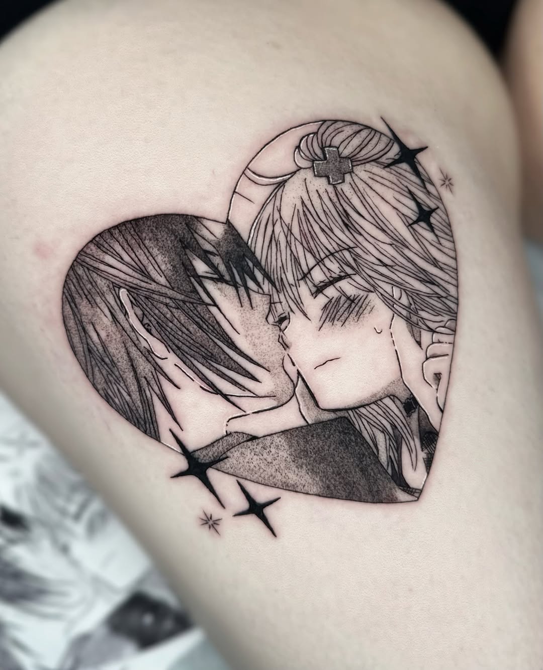 Tattoo by @kkimnida โ anime, black_and_grey