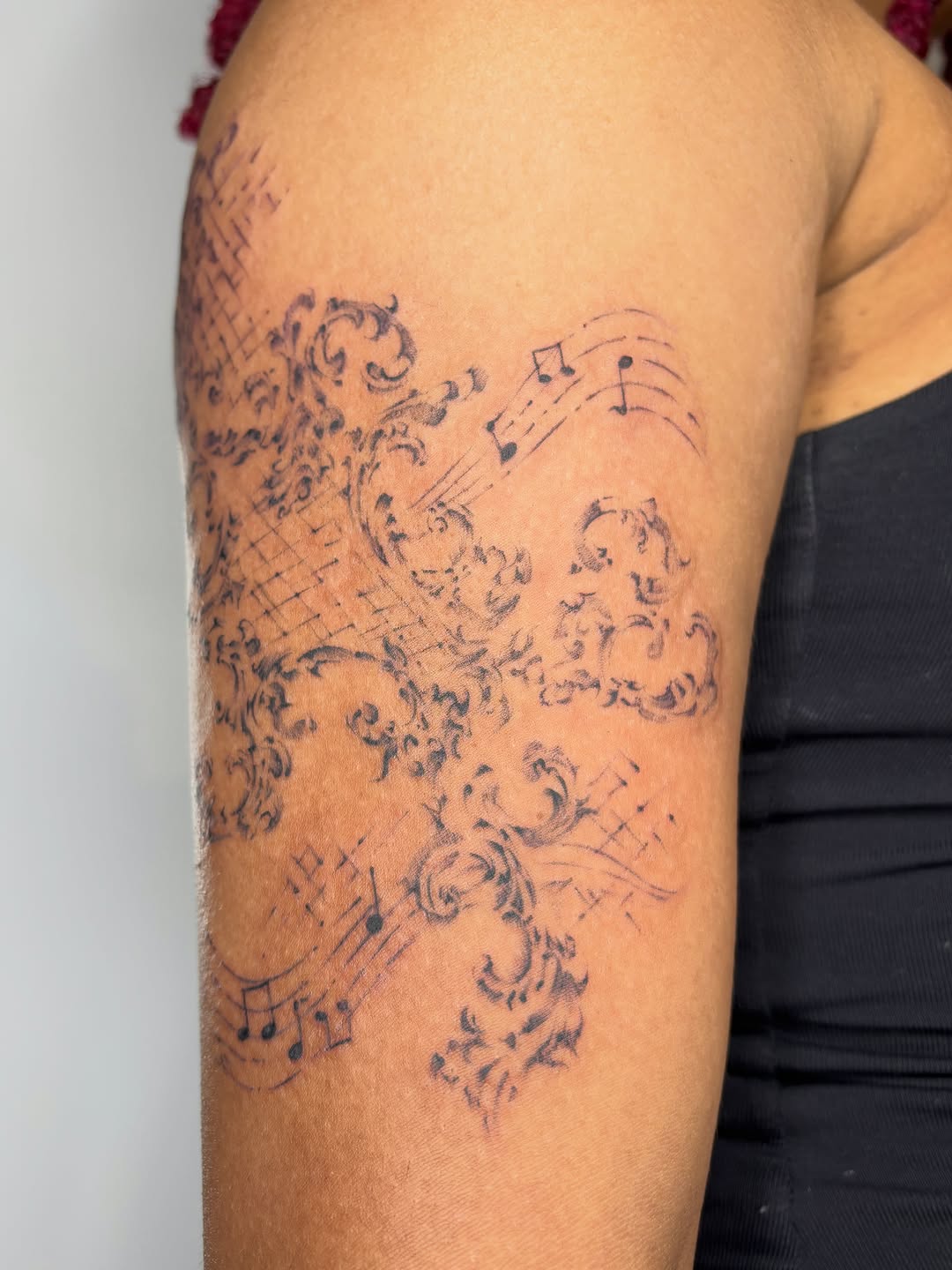 Tattoo by @eeelleventh — ornamental, lettering_script