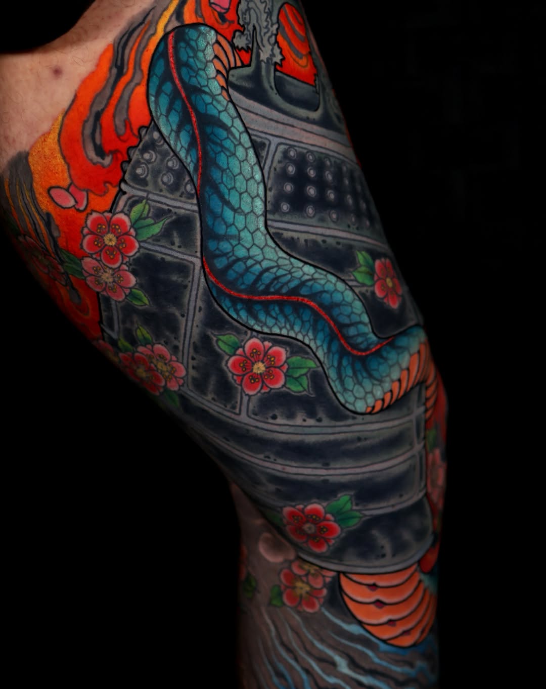 Tattoo by @jacoabarca โ japanese_irezumi, black_and_grey