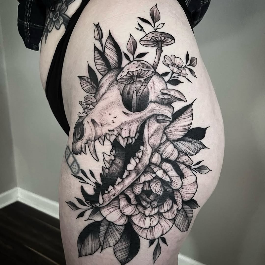 Tattoo by @finelineperception — black_and_grey, dotwork