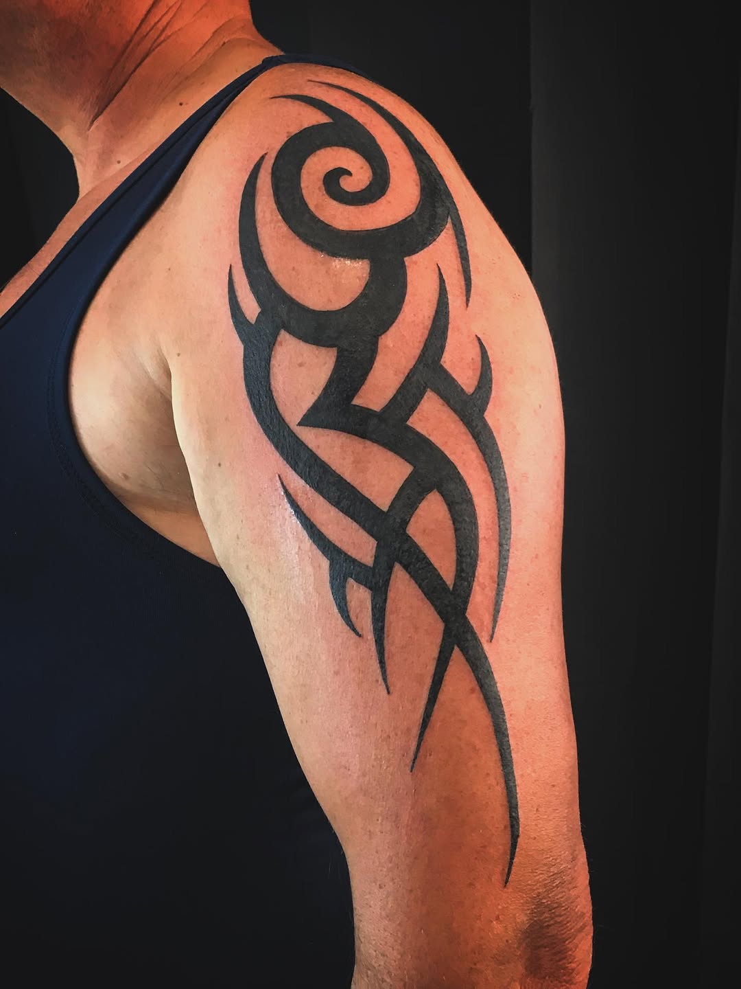Tattoo by @mossquitotatt — tribal, blackwork