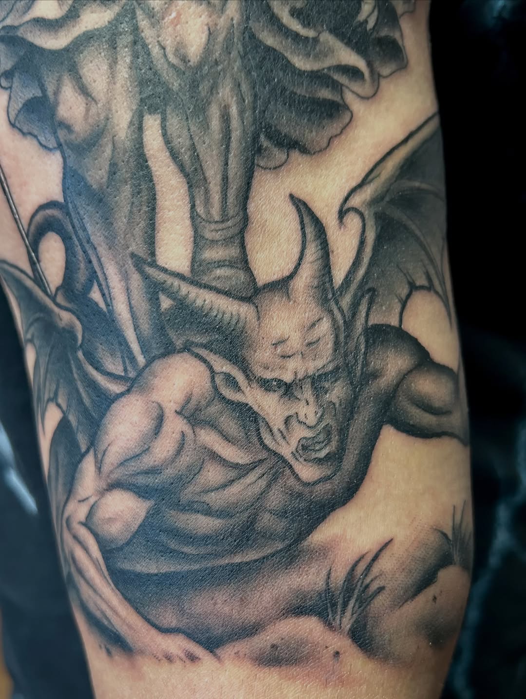 Tattoo by @darklord_665 — black_and_grey, realism