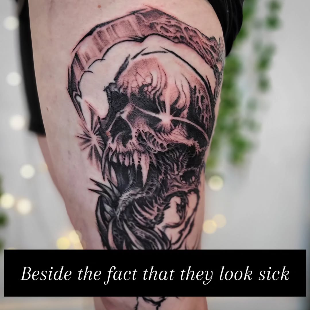 Tattoo by @tatt_uku — dark_realism, blackwork