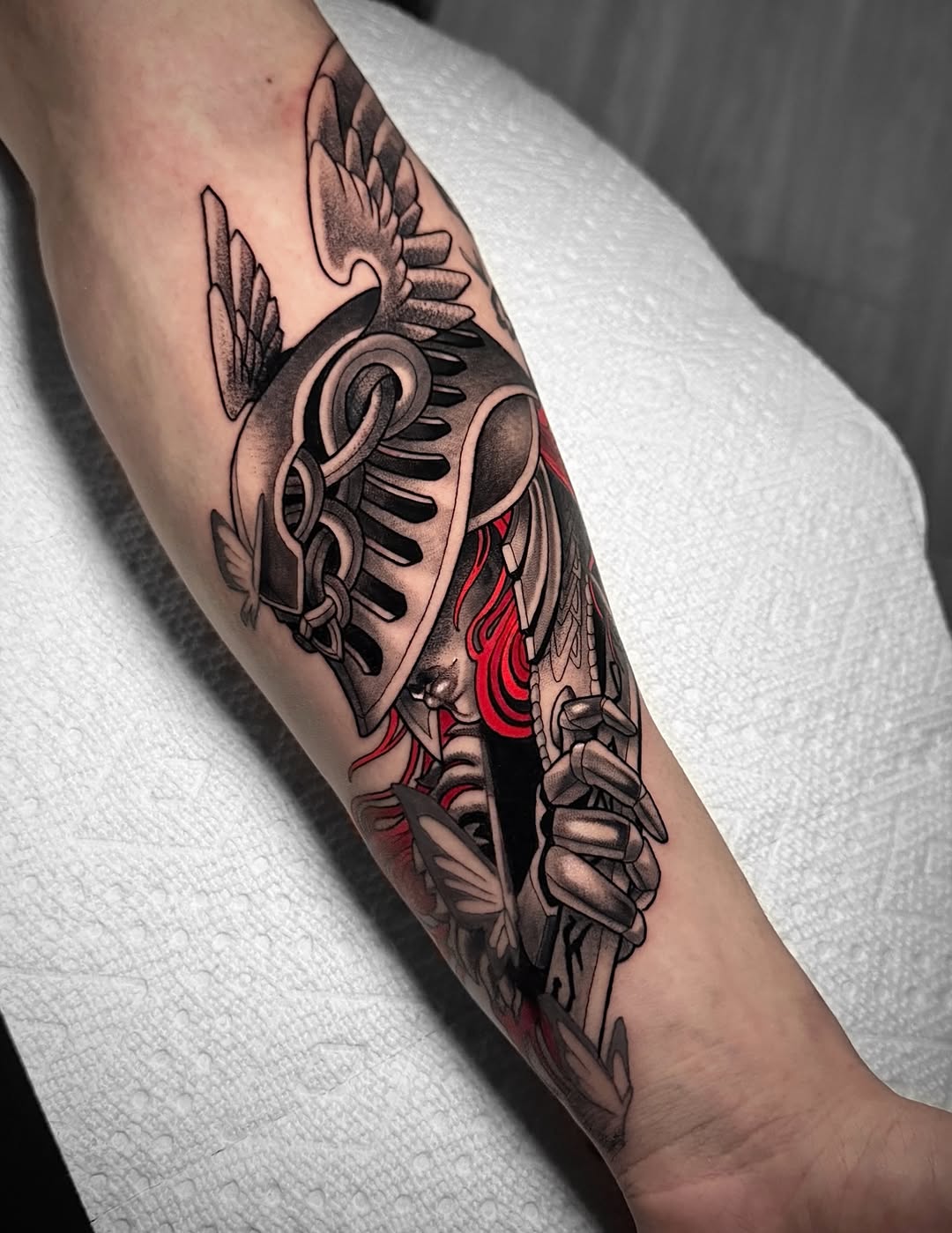 Tattoo by @fear.boner — black_and_grey, neo_traditional