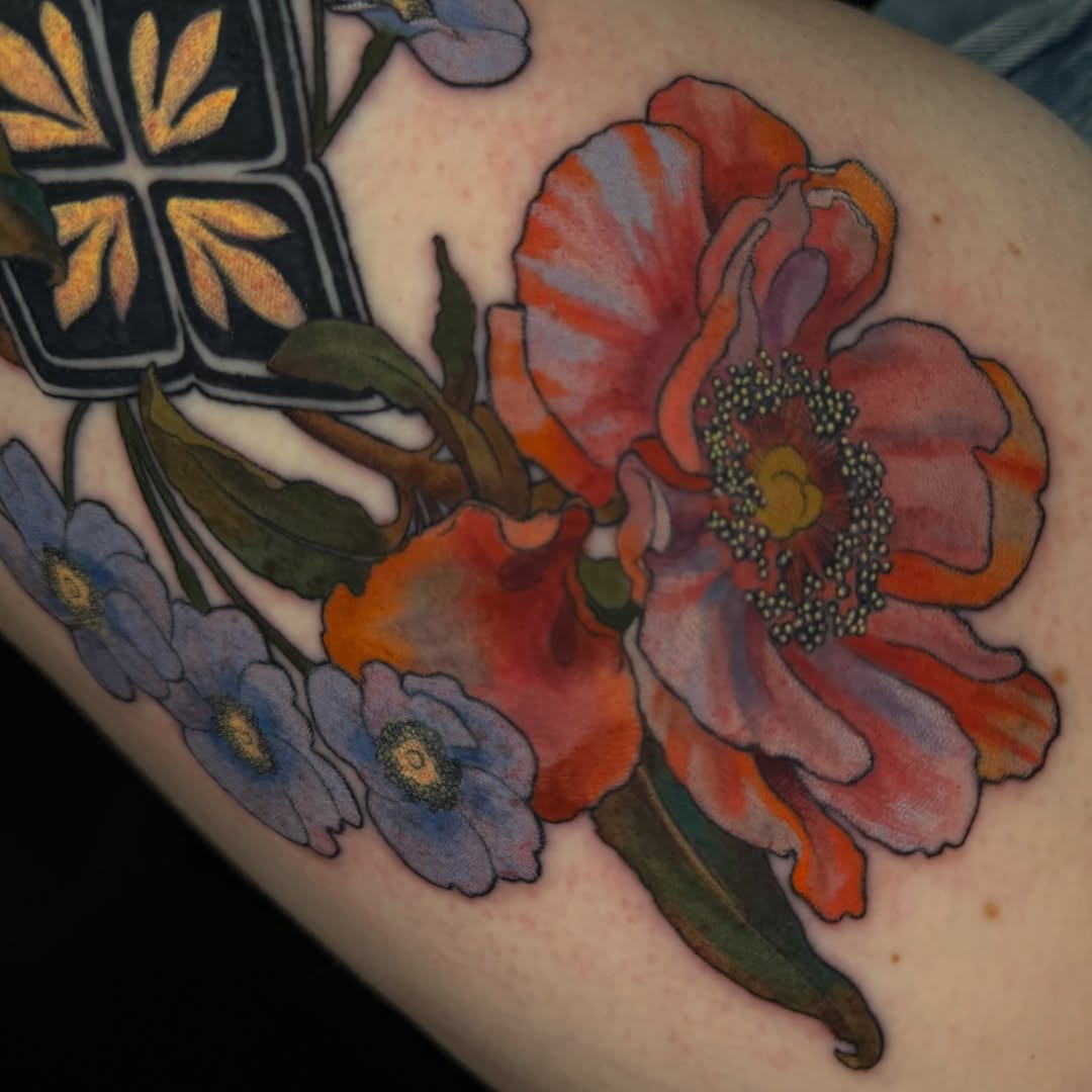 Tattoo by @pigeontattooing — illustrative, watercolor