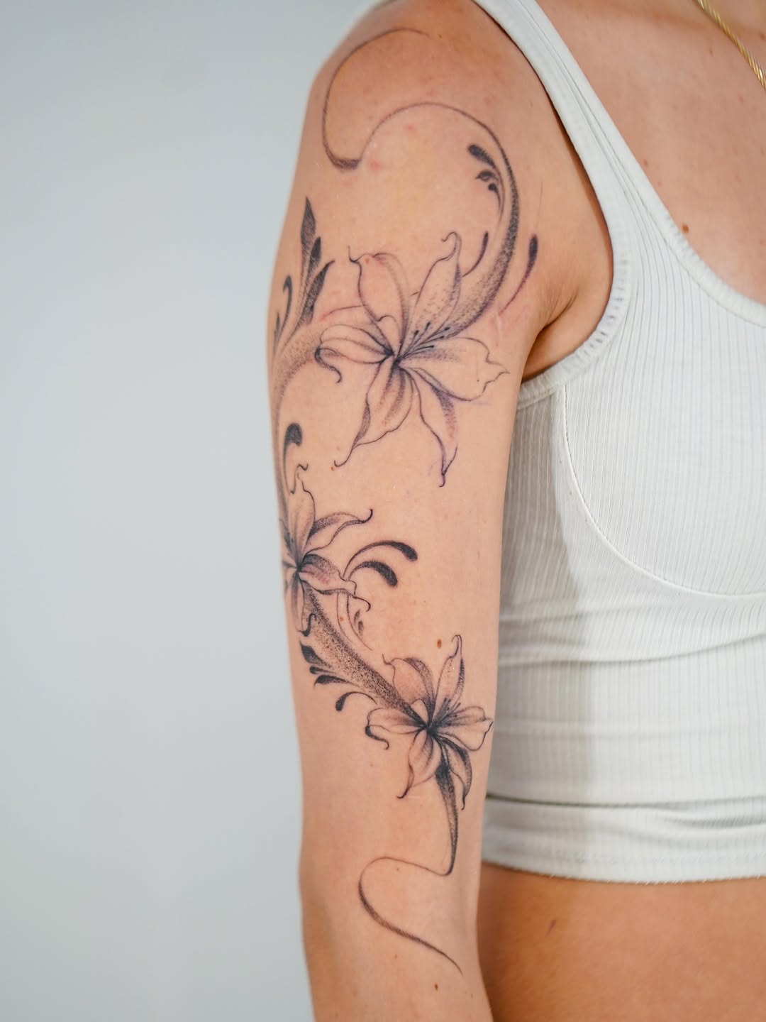 Tattoo by @skylito_creations — fine_line, black_and_grey