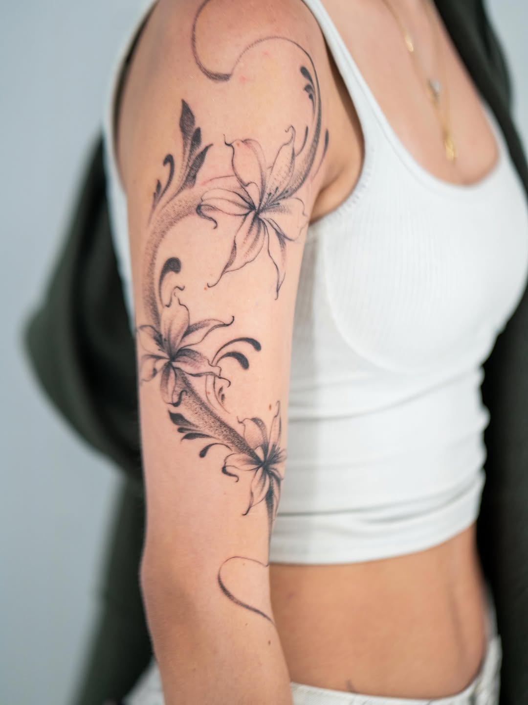 Tattoo by @skylito_creations — fine_line, black_and_grey
