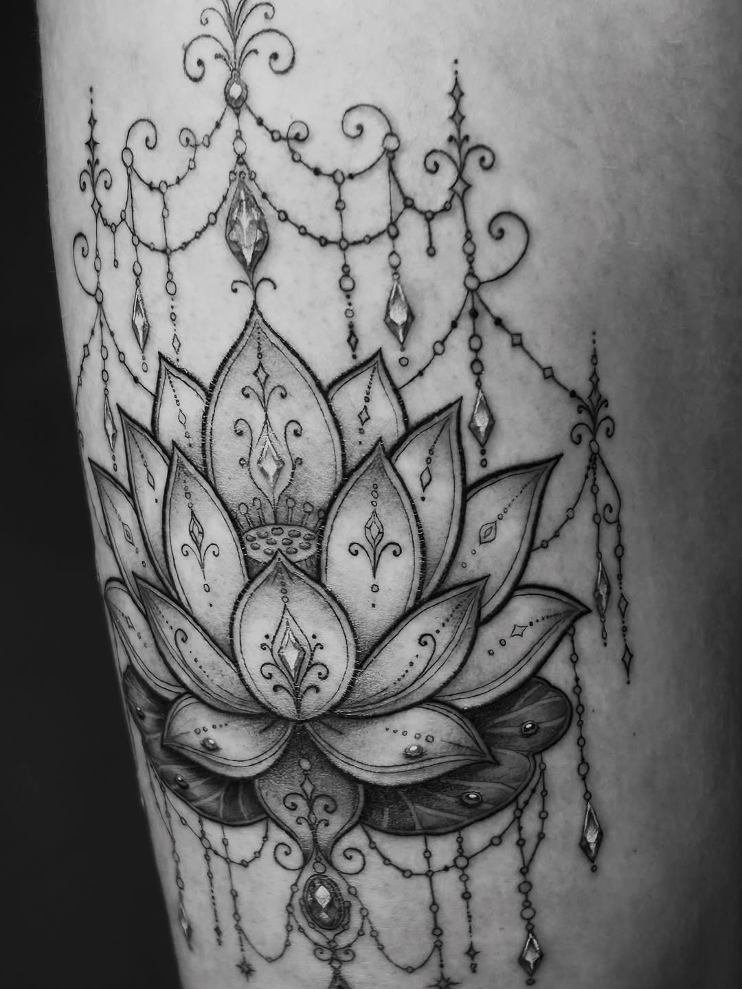 Tattoo by @eternalskye.art — black_and_grey, ornamental