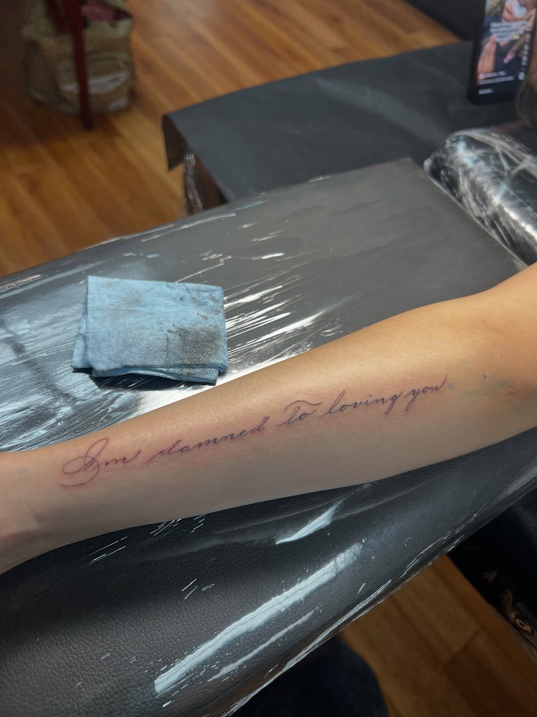 Tattoo by @jusan.tattoos β lettering_script, fine_line