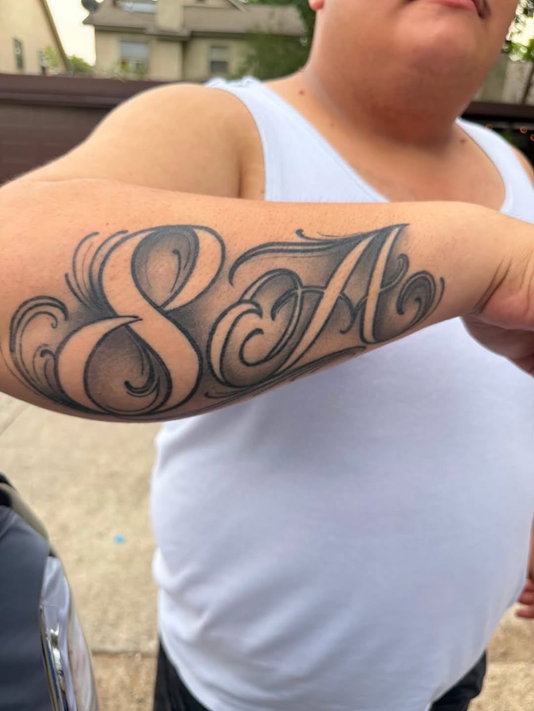 Tattoo by @inkbydevin_ โ lettering_script, chicano