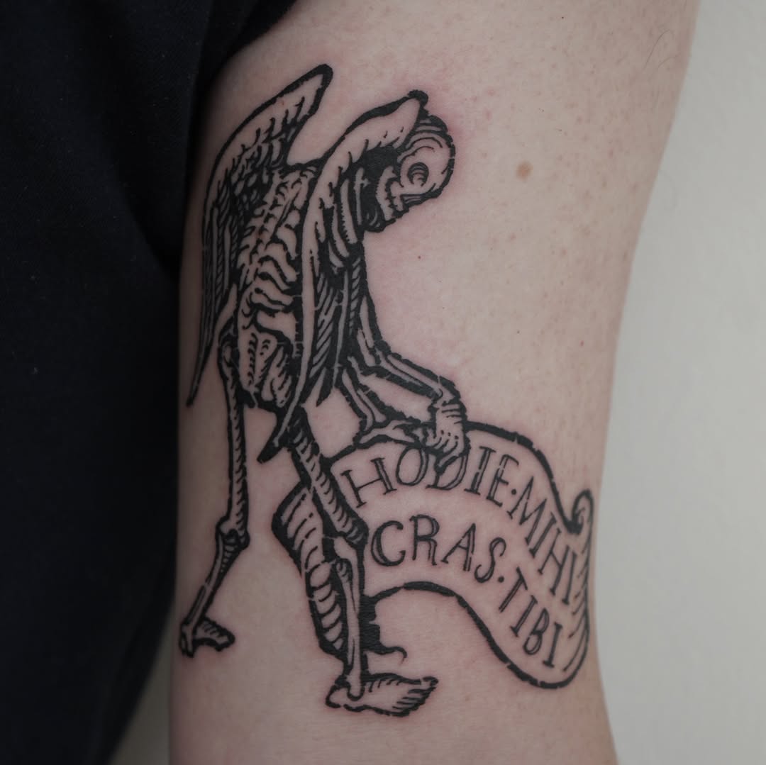 Tattoo by @jefe.ink โ blackwork, lettering_script