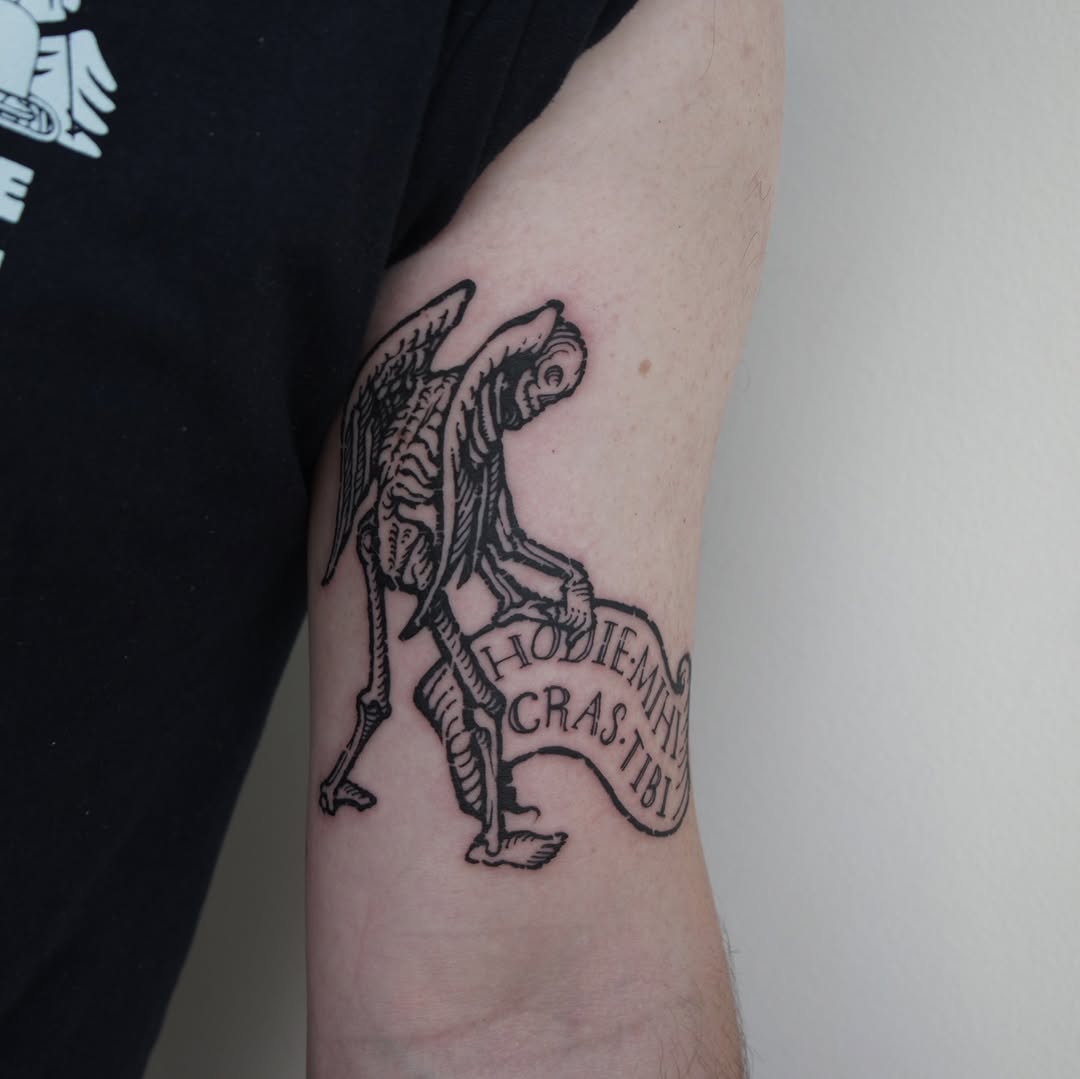 Tattoo by @jefe.ink โ illustrative, lettering_script