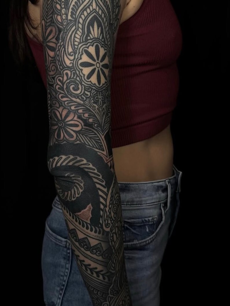 Tattoo by @keishanicole.tattoo β blackwork, ornamental