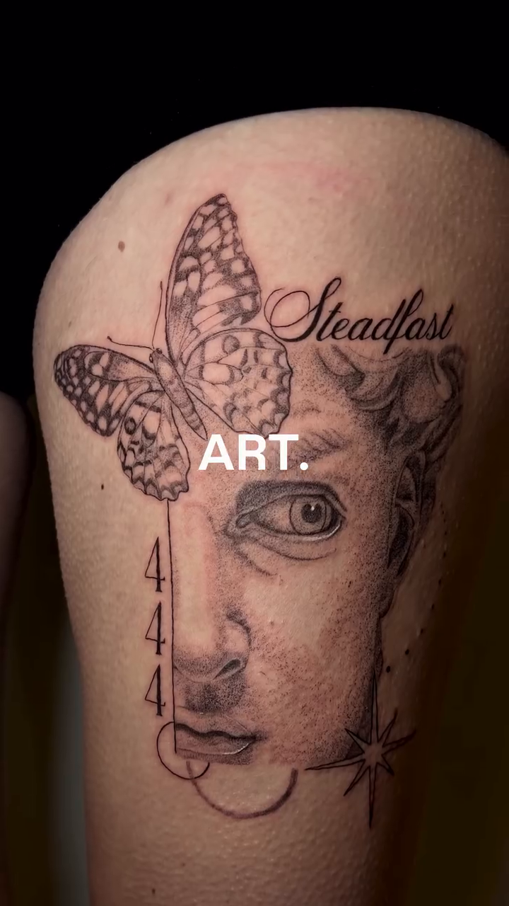 Tattoo by @rachelbelltattoo — black_and_grey, illustrative