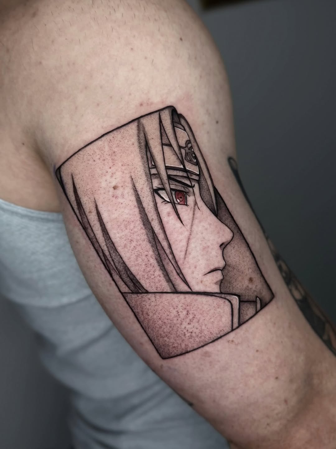 Tattoo by @kys_ink — anime, black_and_grey