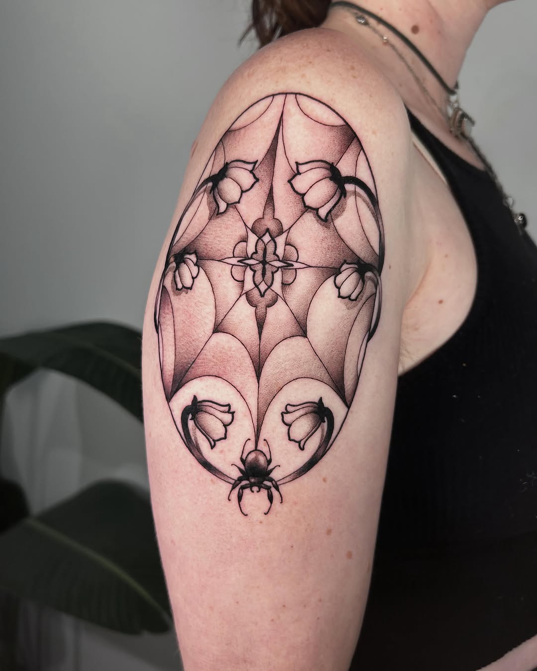 Tattoo by @dearmariatattoos — illustrative, dotwork