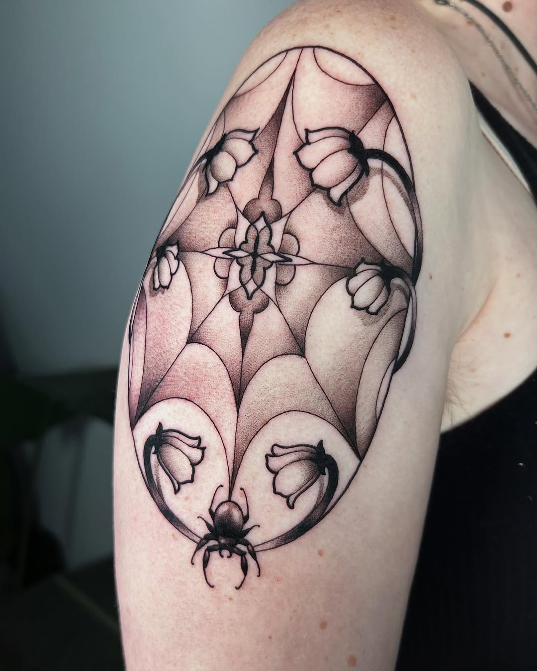 Tattoo by @dearmariatattoos — blackwork, dotwork