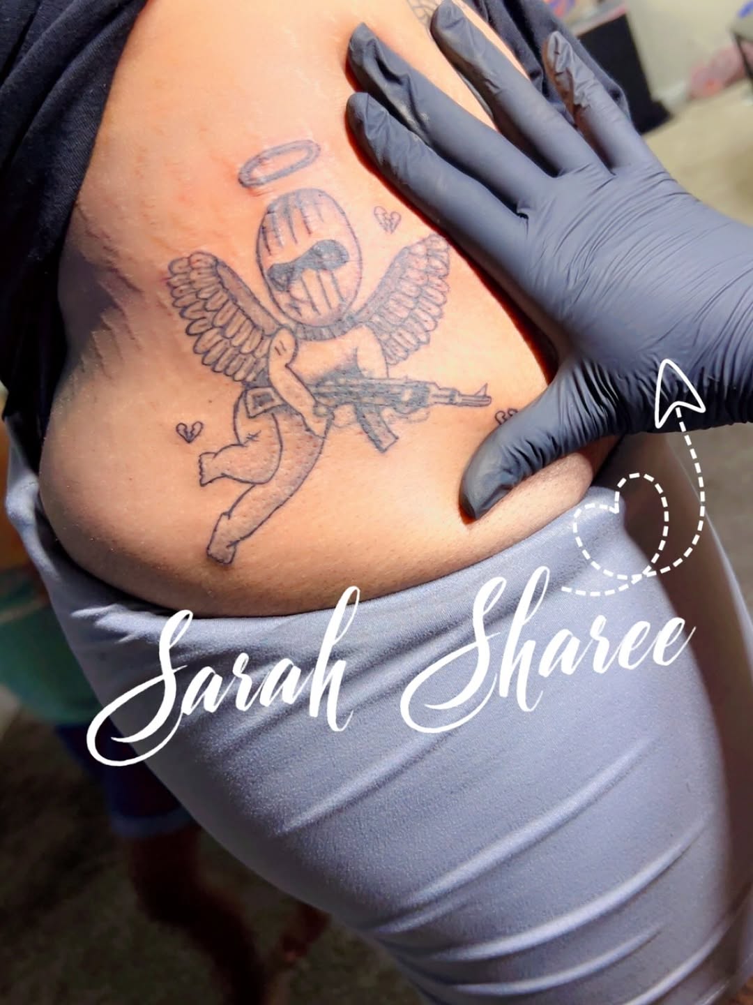 Tattoo by @sarahsshop822 — illustrative, black_and_grey