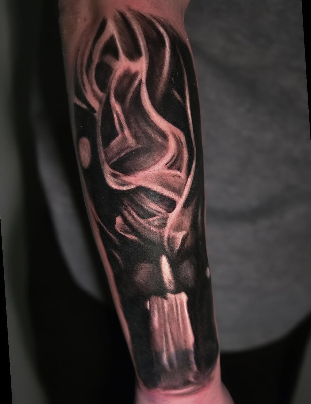 Tattoo by @goth_ross_502 — black_and_grey, realism