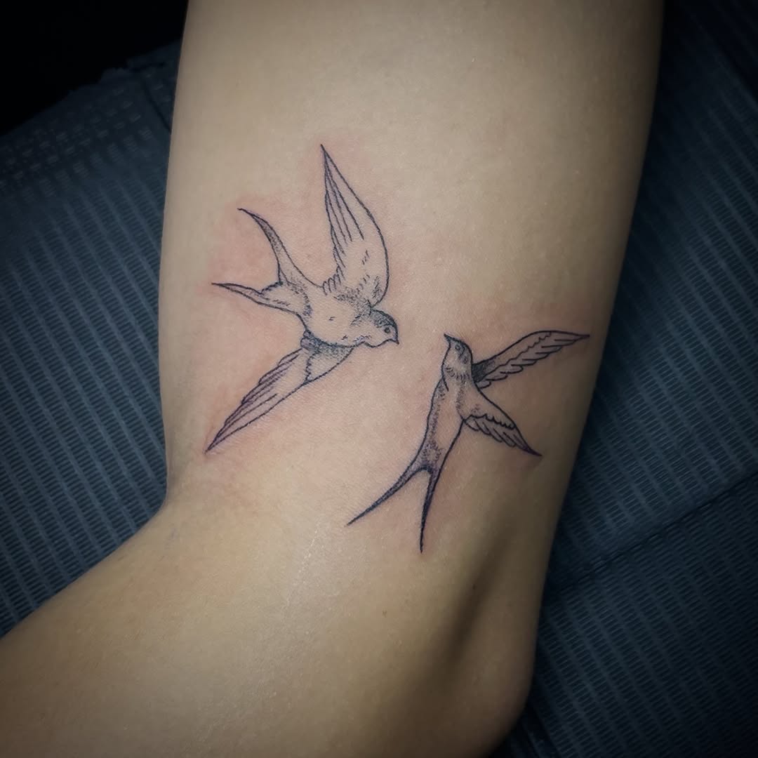 Tattoo by @sailor_riot — fine_line, black_and_grey