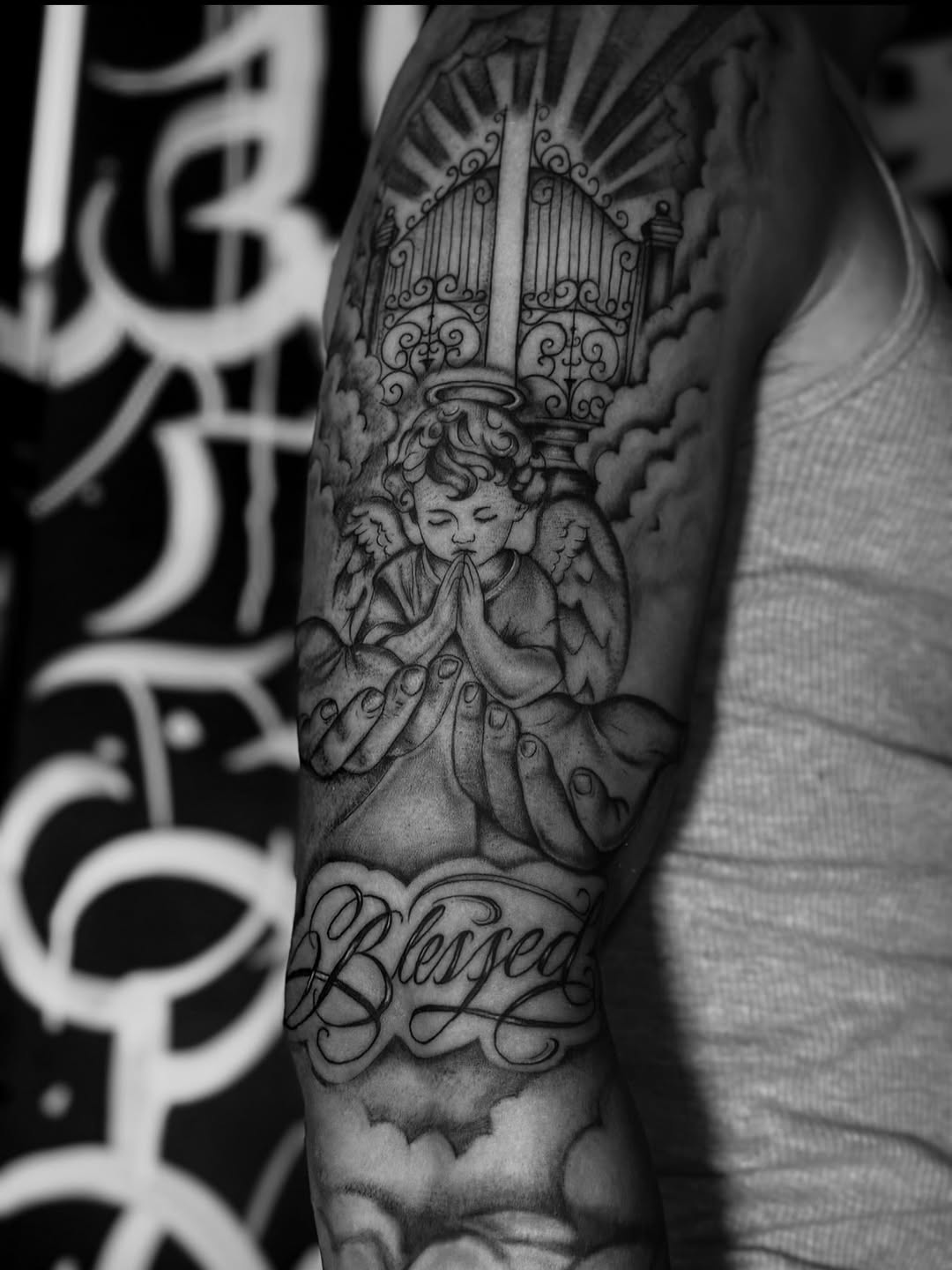 Tattoo by @g_ladyg โ black_and_grey, lettering_script