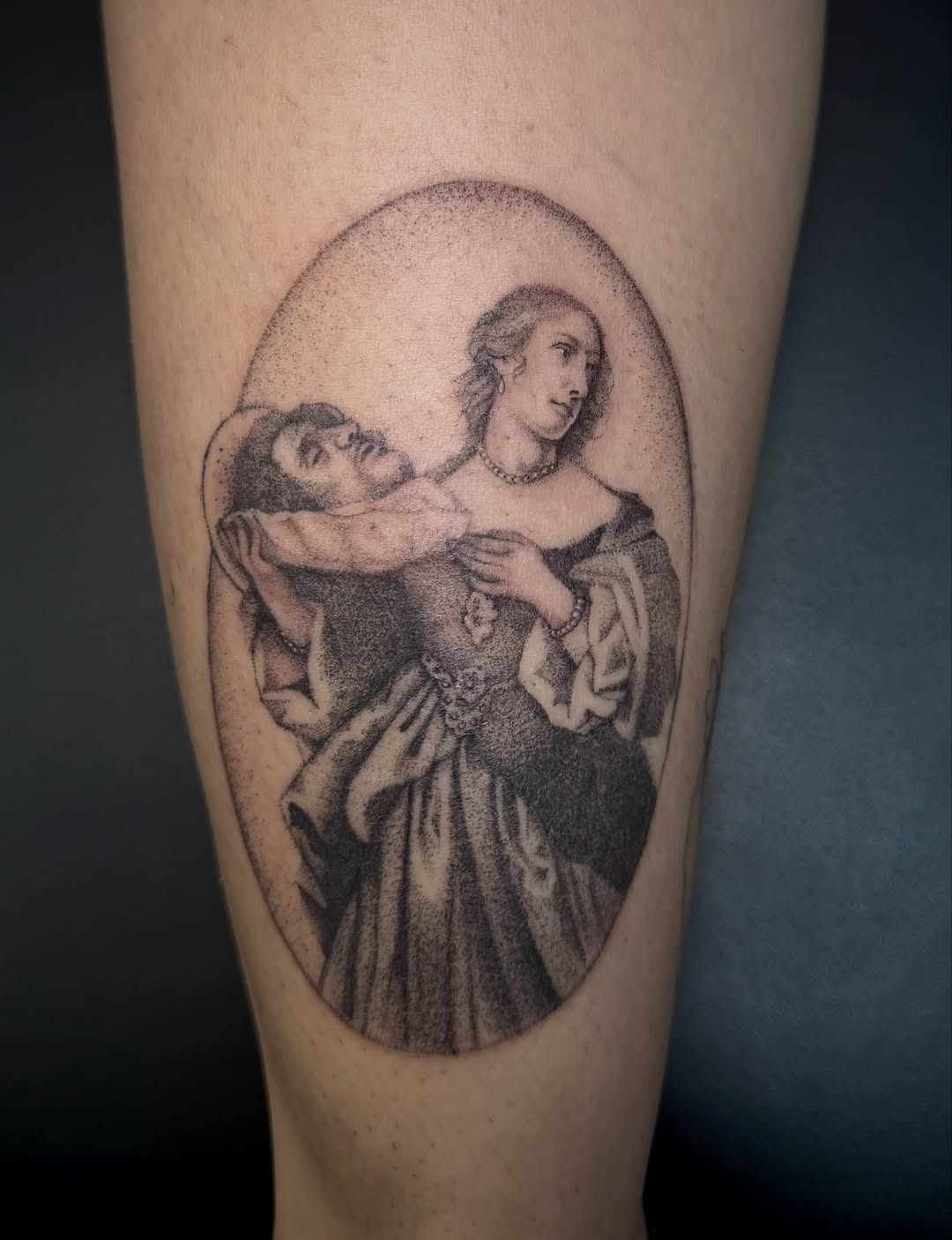 Tattoo by @tinkedtattoo — black_and_grey, dotwork