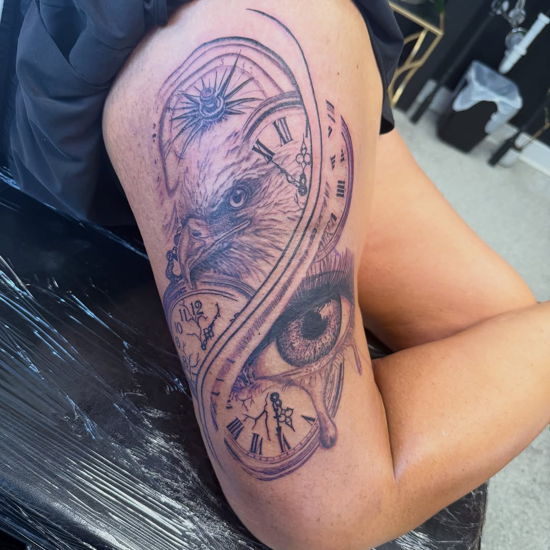Tattoo by @sacredaura.tattoos — realism, black_and_grey