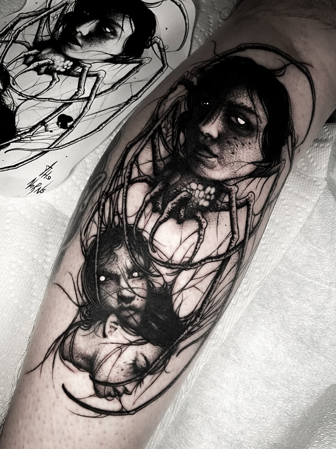 Tattoo by @bunche_tattoo โ dark_realism, blackwork