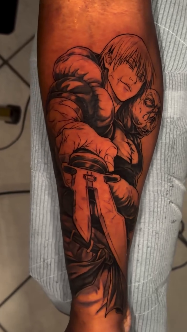 Tattoo by @jamesmoyertattoos โ anime, black_and_grey