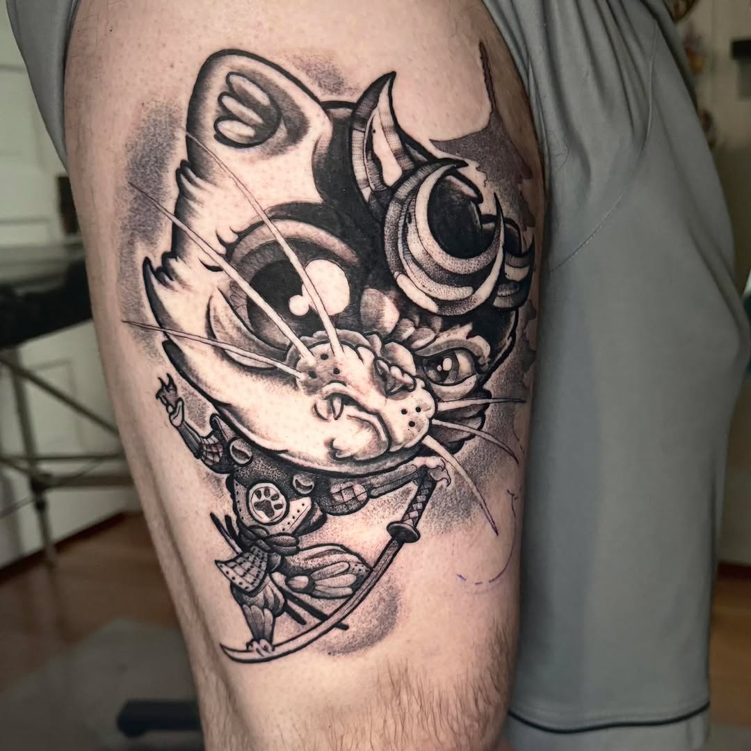 Tattoo by @coyoteharvest — black_and_grey