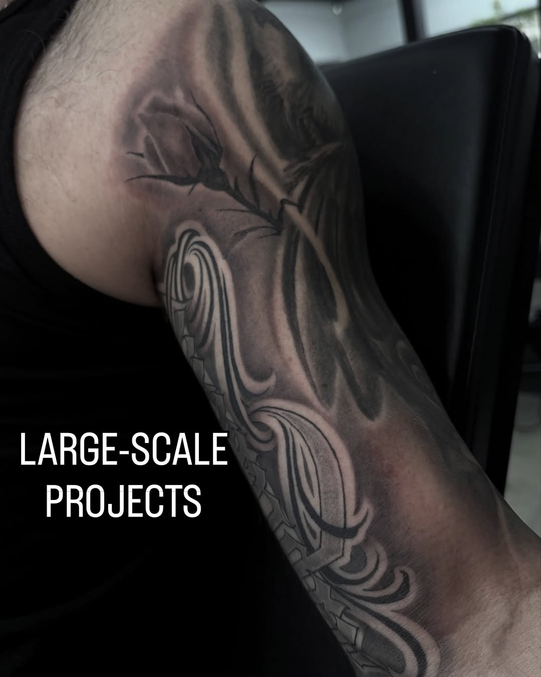 Tattoo by @trustydizon — black_and_grey, realism