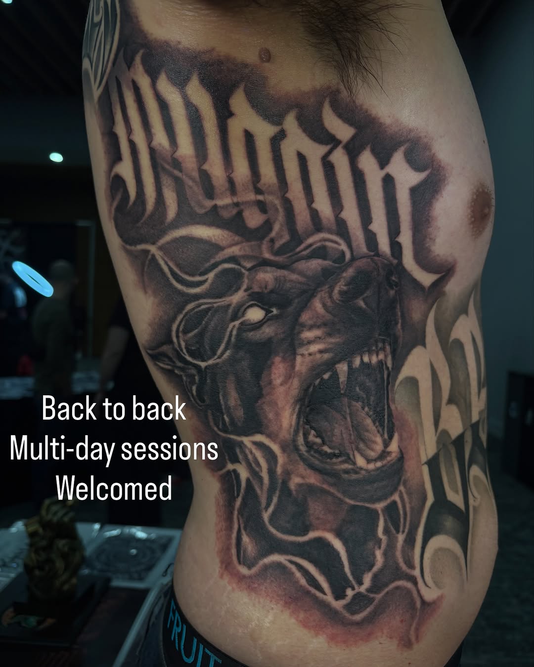 Tattoo by @trustydizon — blackwork, lettering_script
