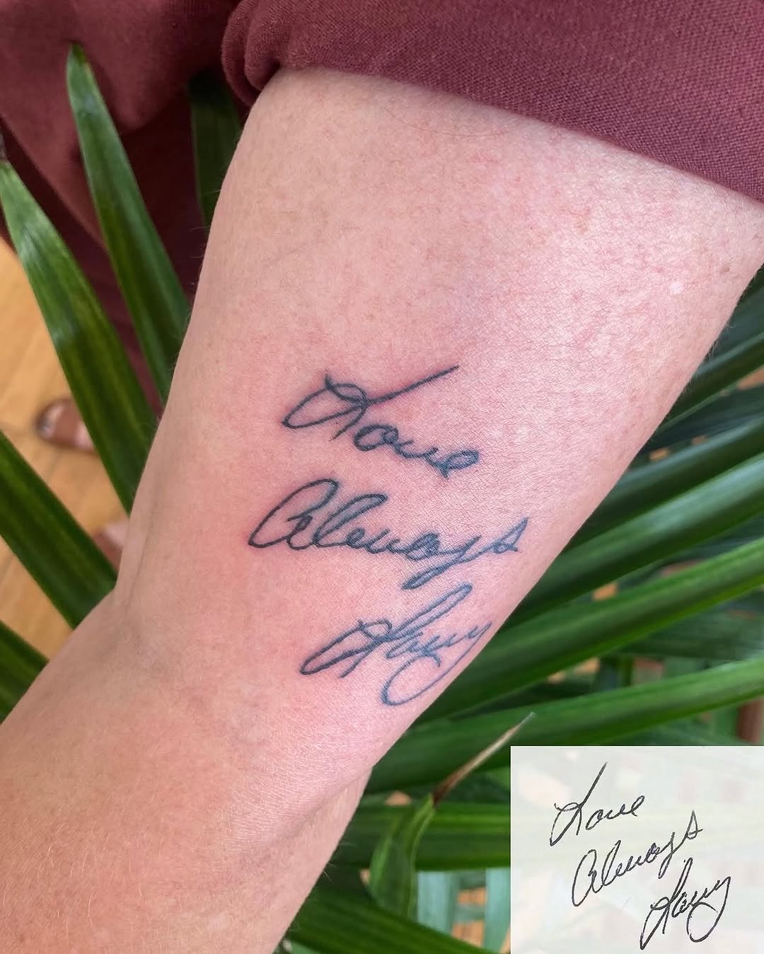 Tattoo by @tehyamaxwell — fine_line, lettering_script