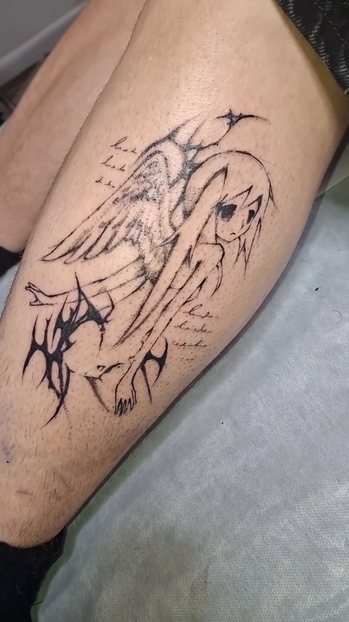Tattoo by @hallowedgirl β black_and_grey