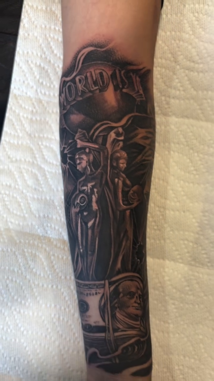 Tattoo by @mikeandinkk — black_and_grey, illustrative