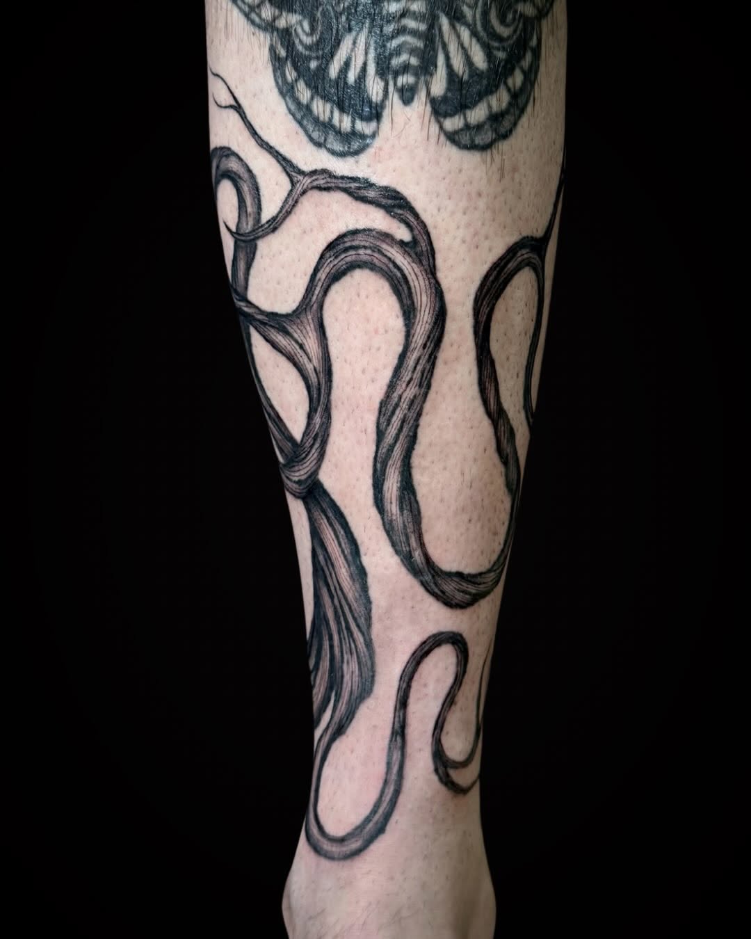 Tattoo by @skeletonvelvet — black_and_grey, realism