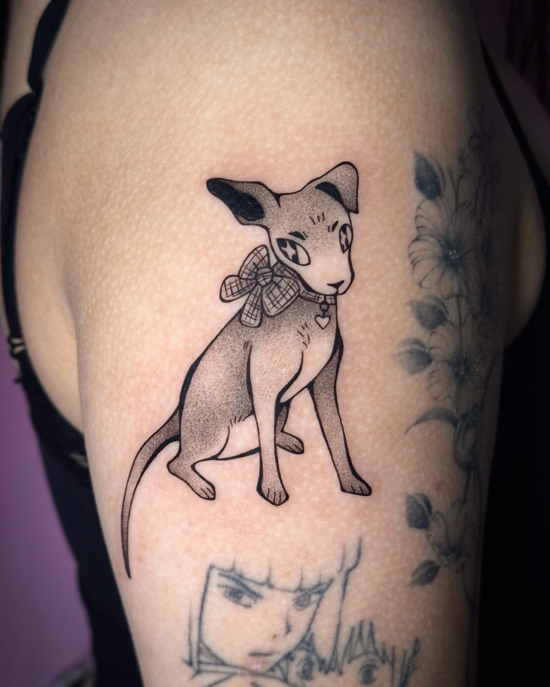 Tattoo by @cleanbean.inks — anime, black_and_grey