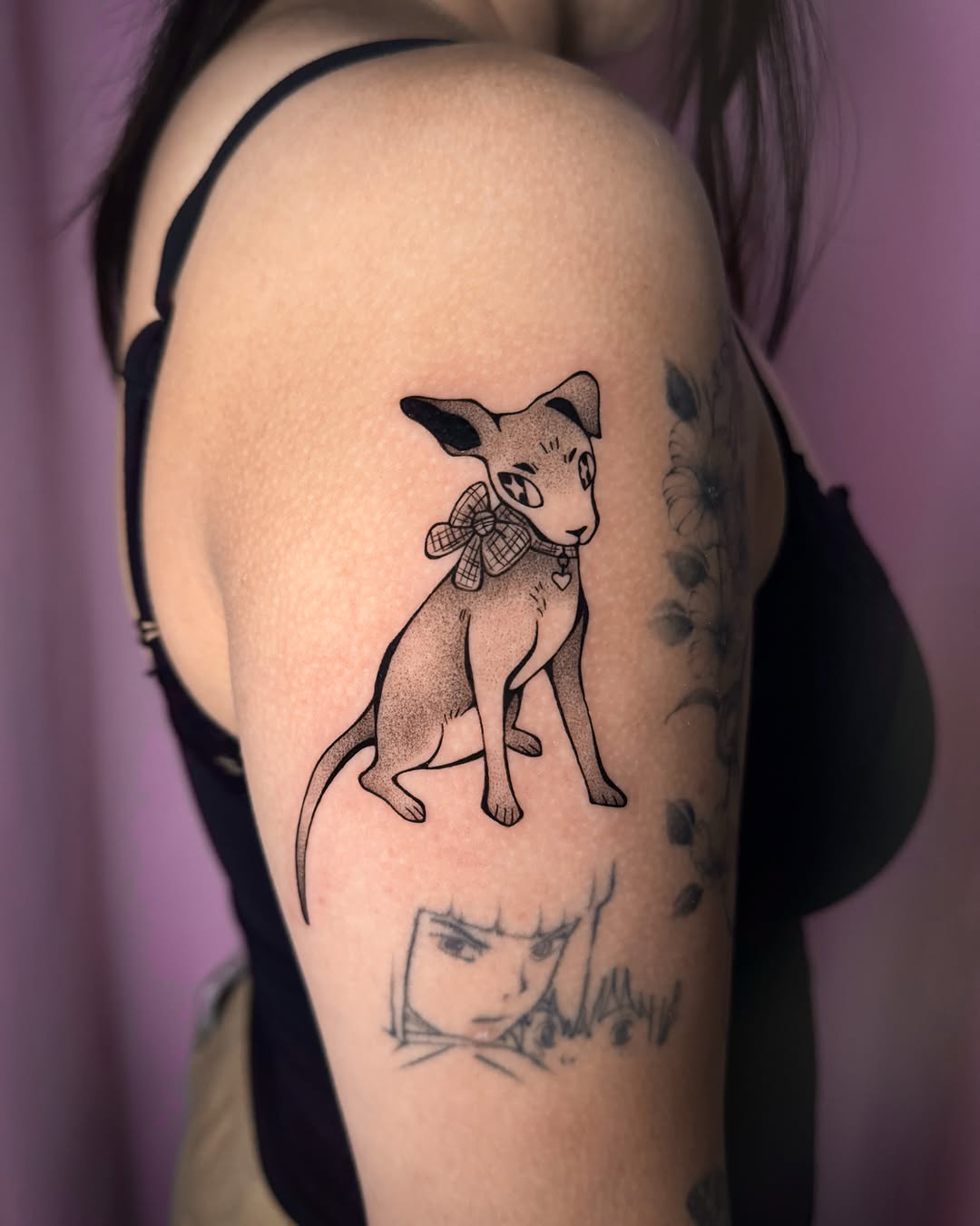 Tattoo by @cleanbean.inks — anime, black_and_grey