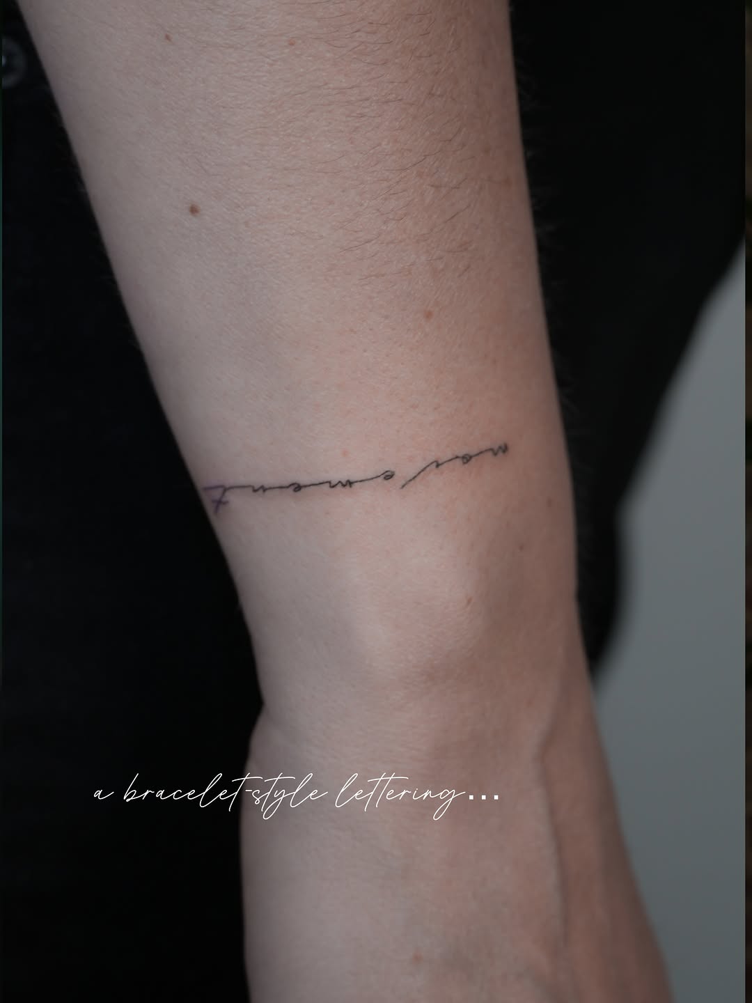 Tattoo by @tattooernyc โ lettering_script, fine_line