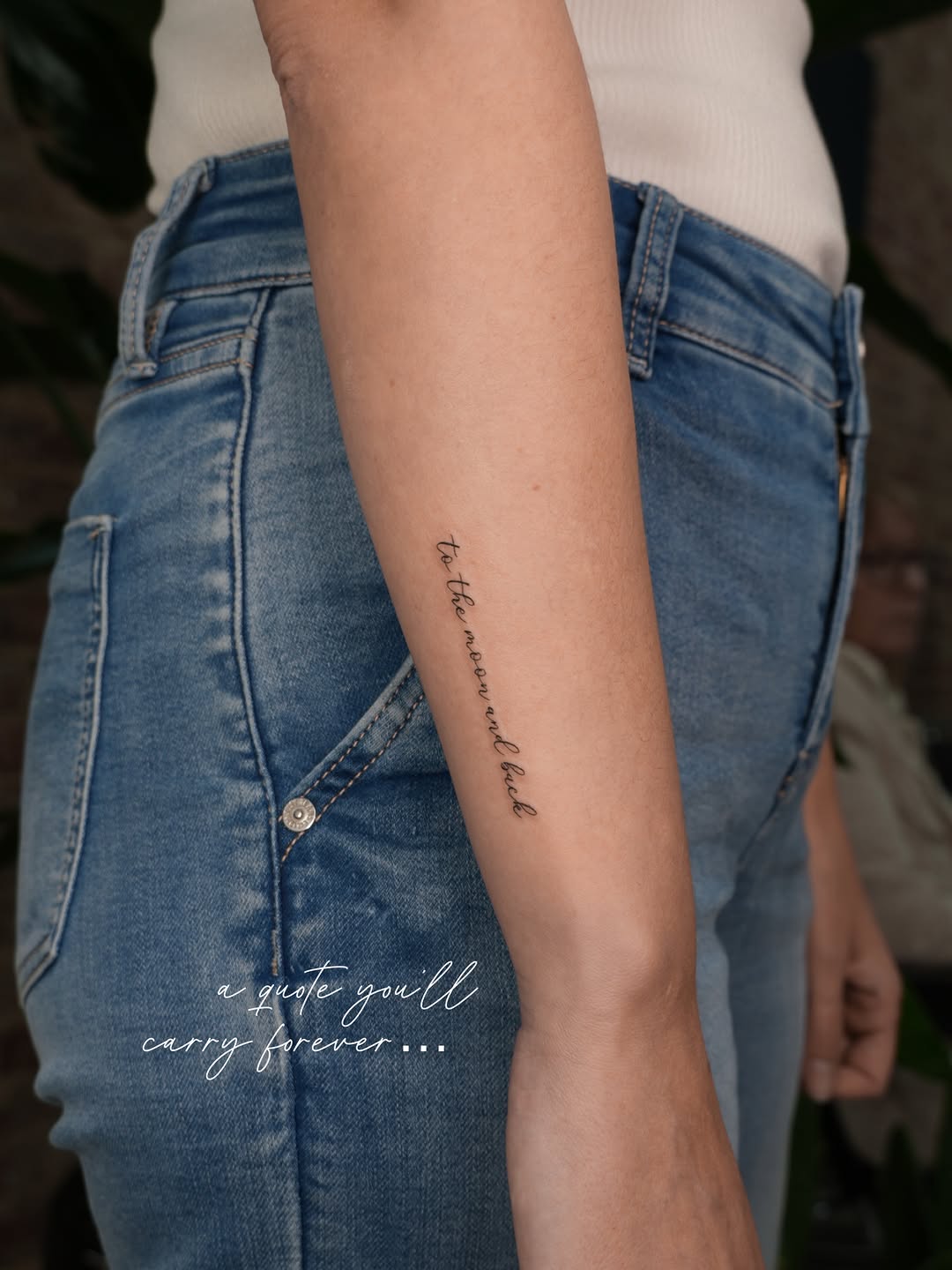 Tattoo by @tattooernyc โ lettering_script, fine_line