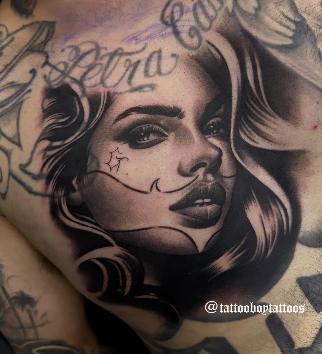 Tattoo by @tattooboytattoos — black_and_grey, realism
